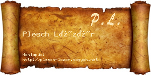 Plesch Lázár névjegykártya